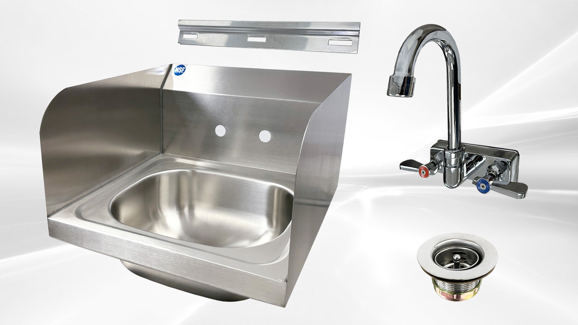 15 ins hand sink with two splashes and faucet NSF HS-15SS