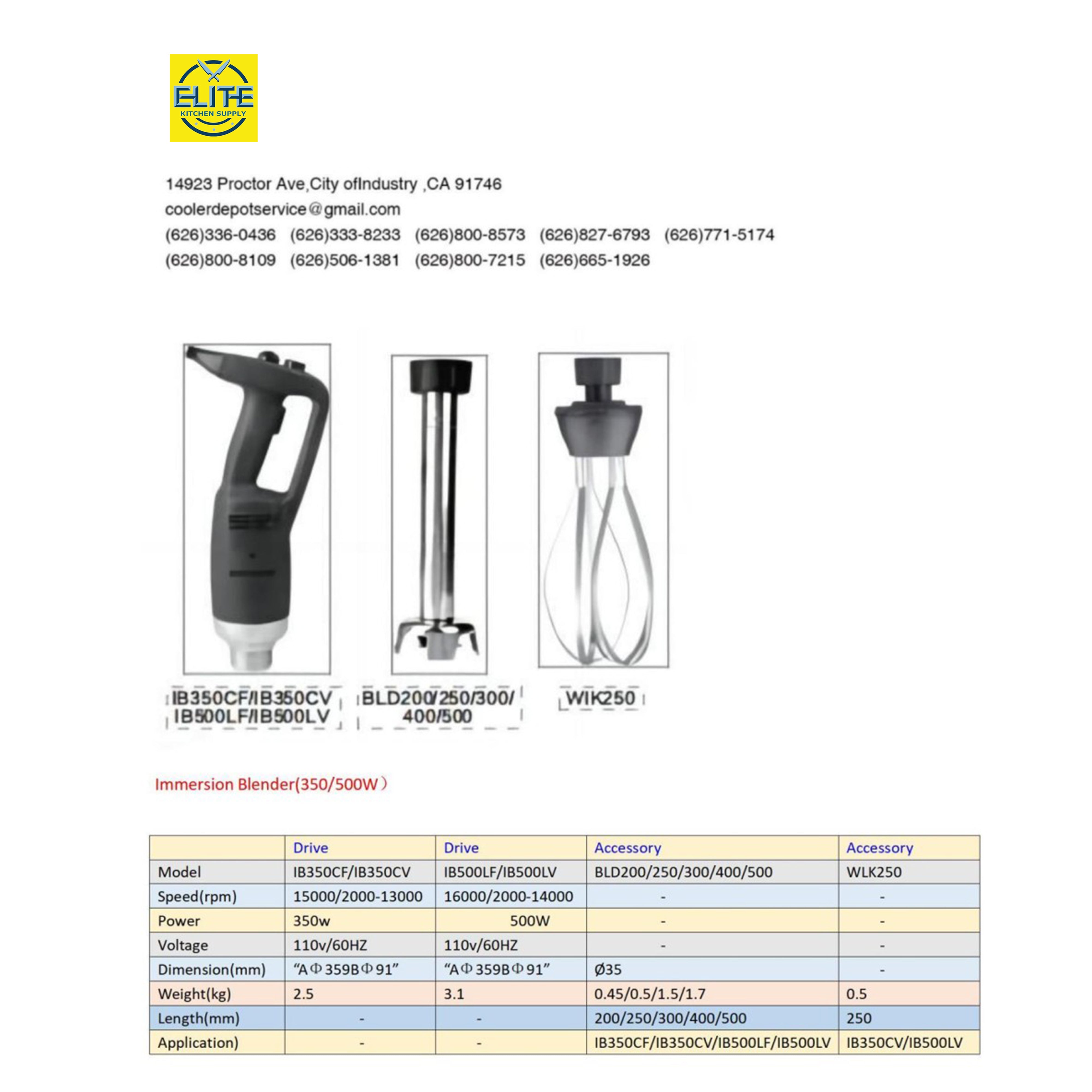 NSF Commercial Immersion Blender 350w+200mm