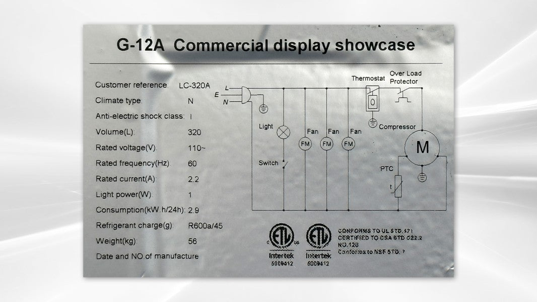 NSF 64 inch high glass door refrigerator LC320A