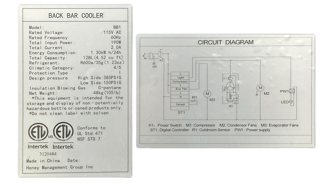 NSF Refrigerated Cabinet back bar cooler LG-138H