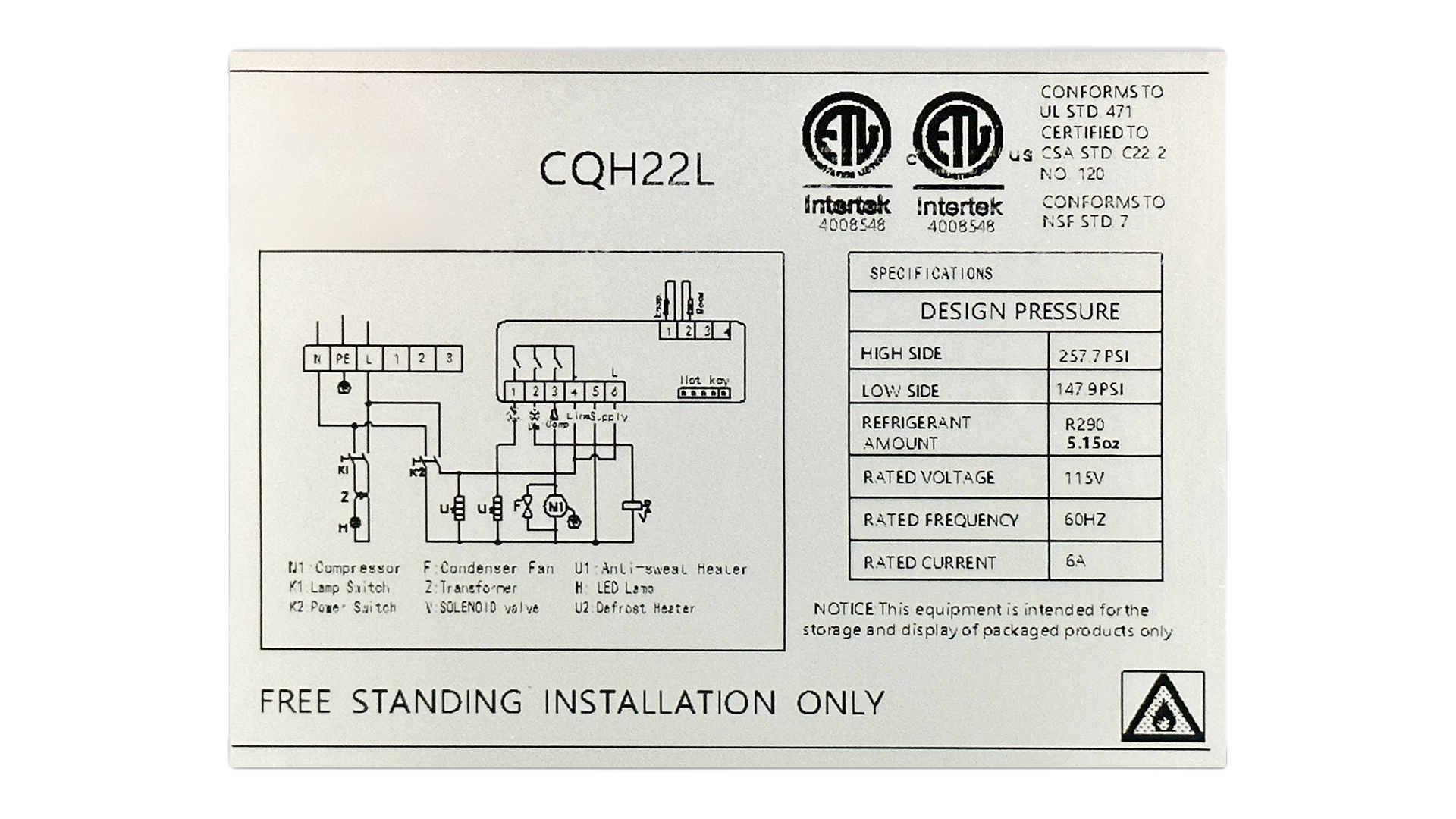 83 inches Frozen Meat Food Display Freezer NSF CQH22L