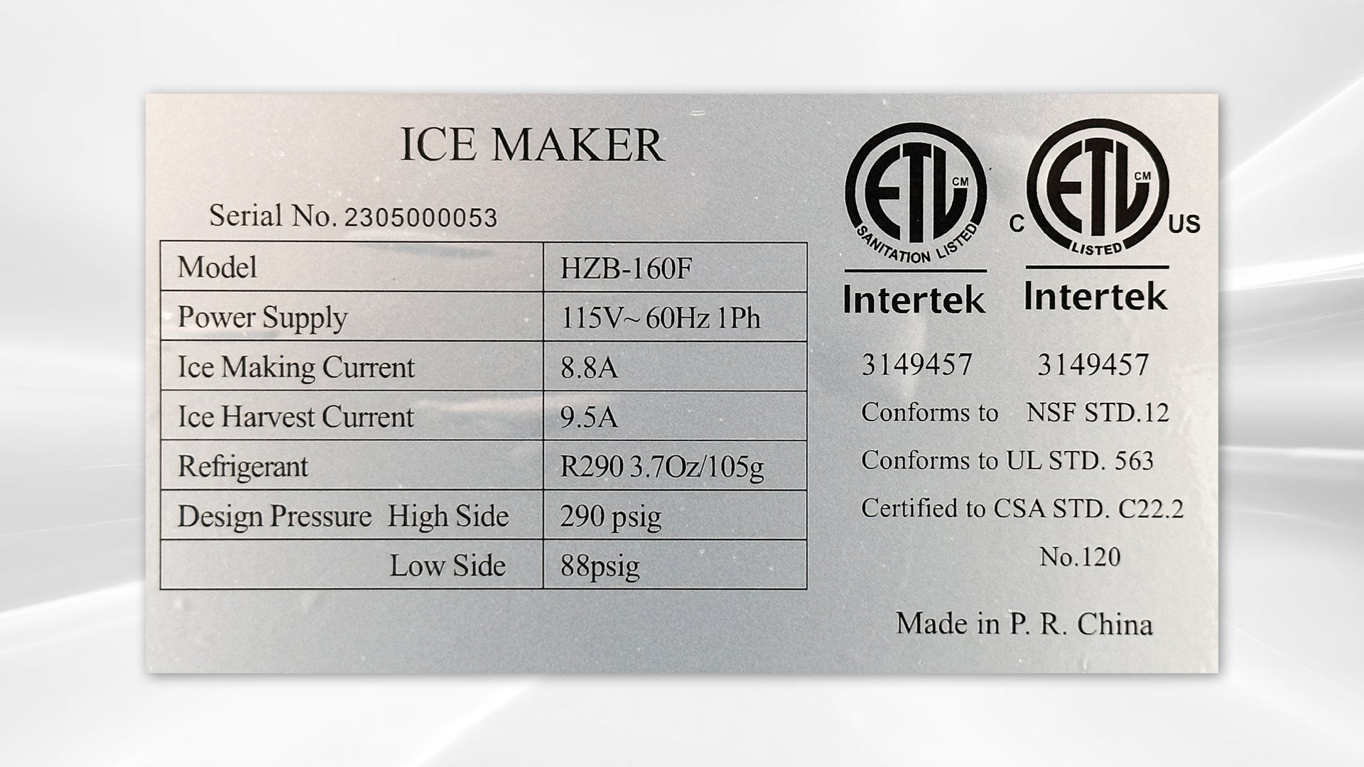 NSF 352 lb Commercial ice maker machine HZB-160F