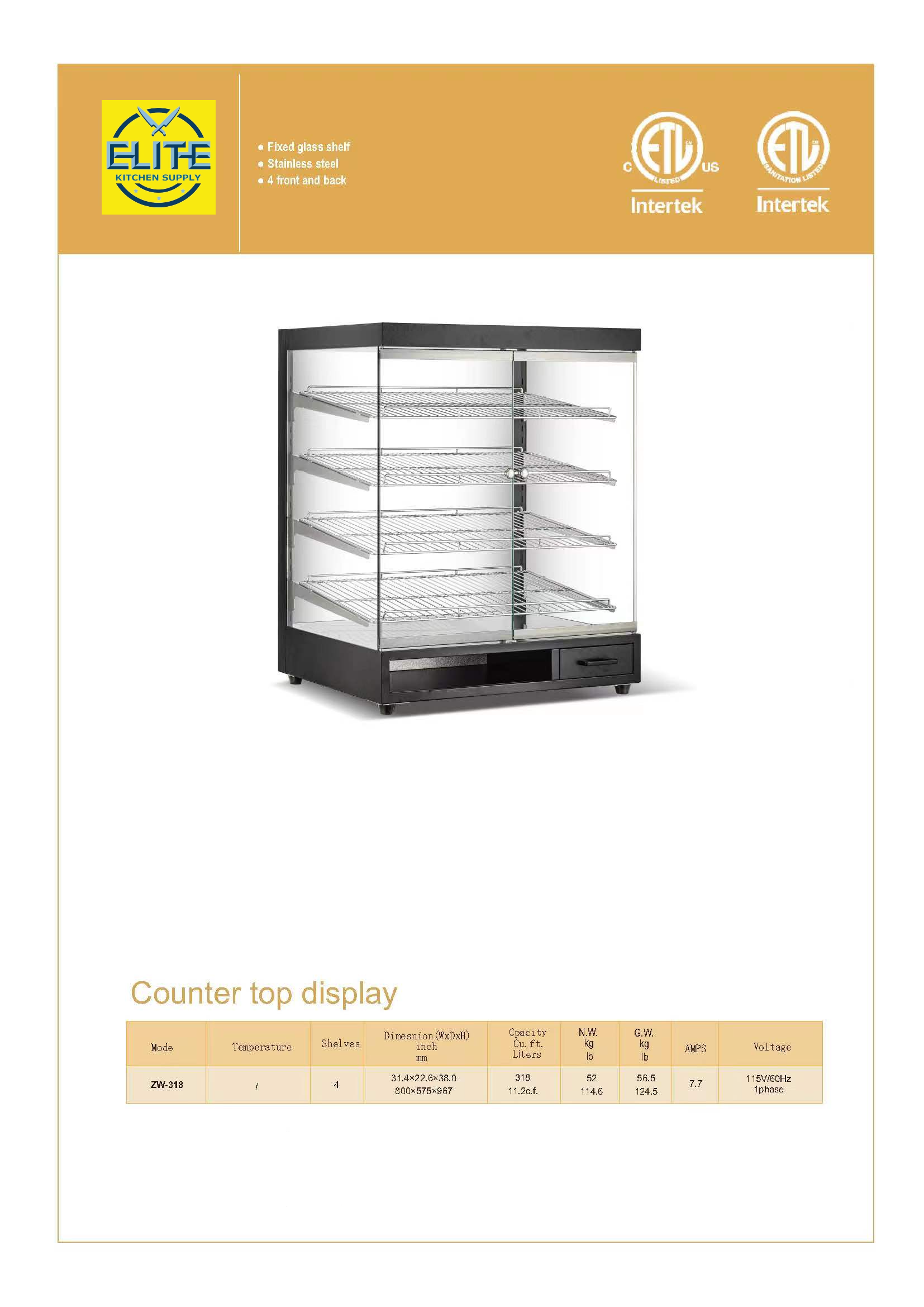 NSF Carib go Countertop Dry Bakery Display Case ZW-318