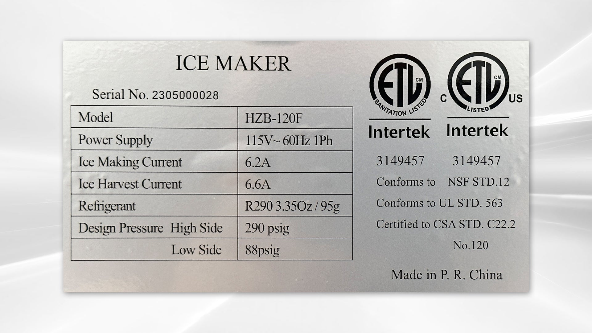 NSF 264 lb restaurant ice maker machine HZB-120F