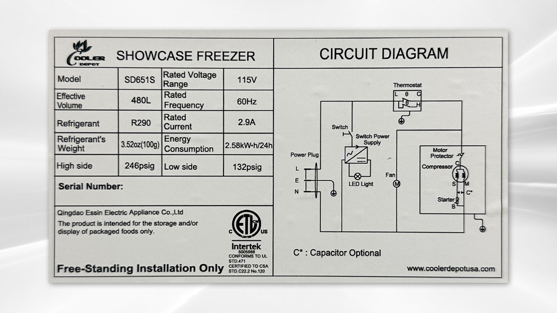 NSF 72 inches Chest Glass door Freezer SD651S