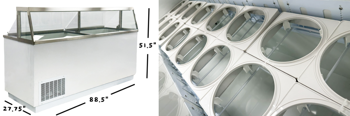 NSF 88" 18 Can White Deluxe Ice Cream Dipping Cabinet DPC88HC