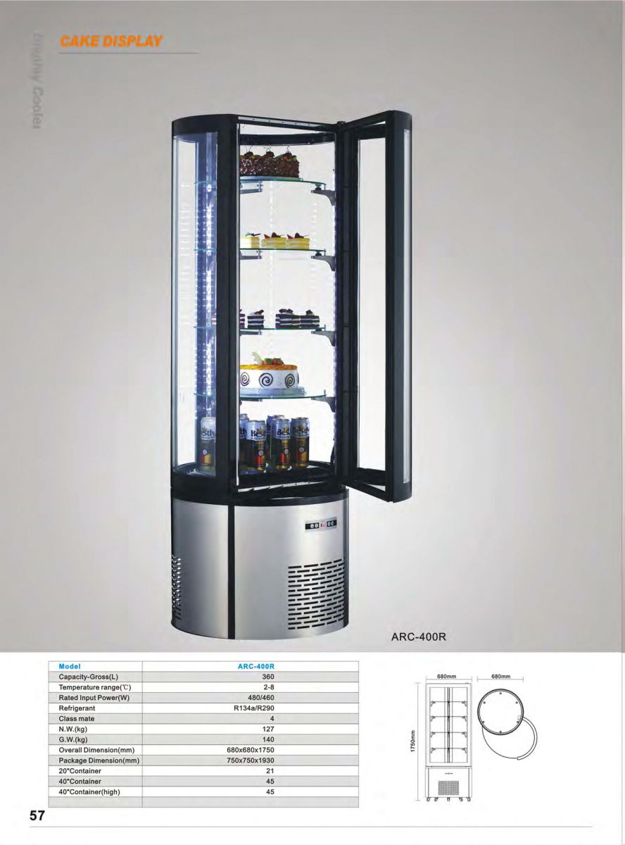 NSF Curved Glass Refrigerated ARC400R