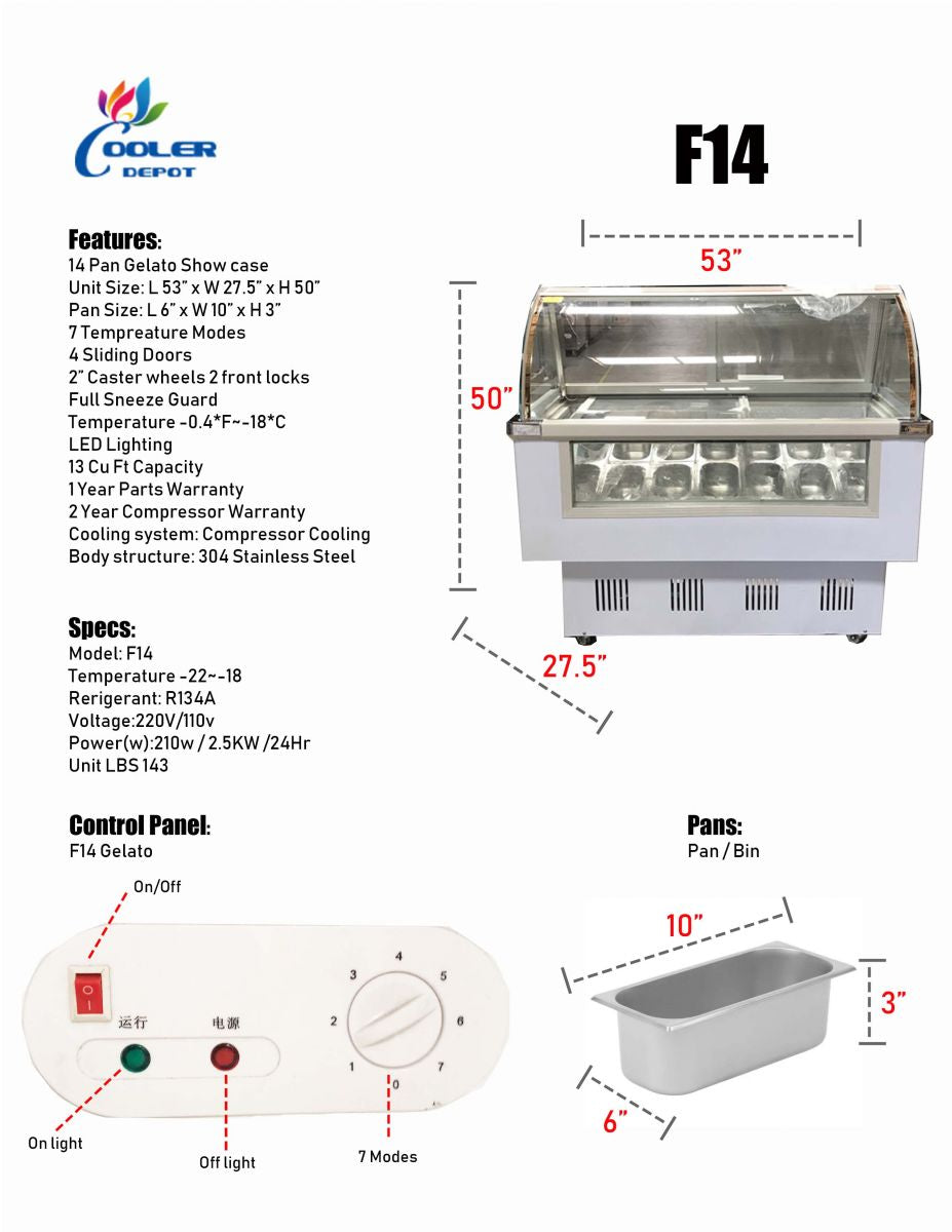 14 pan gelato ice cream freezer BQL-222