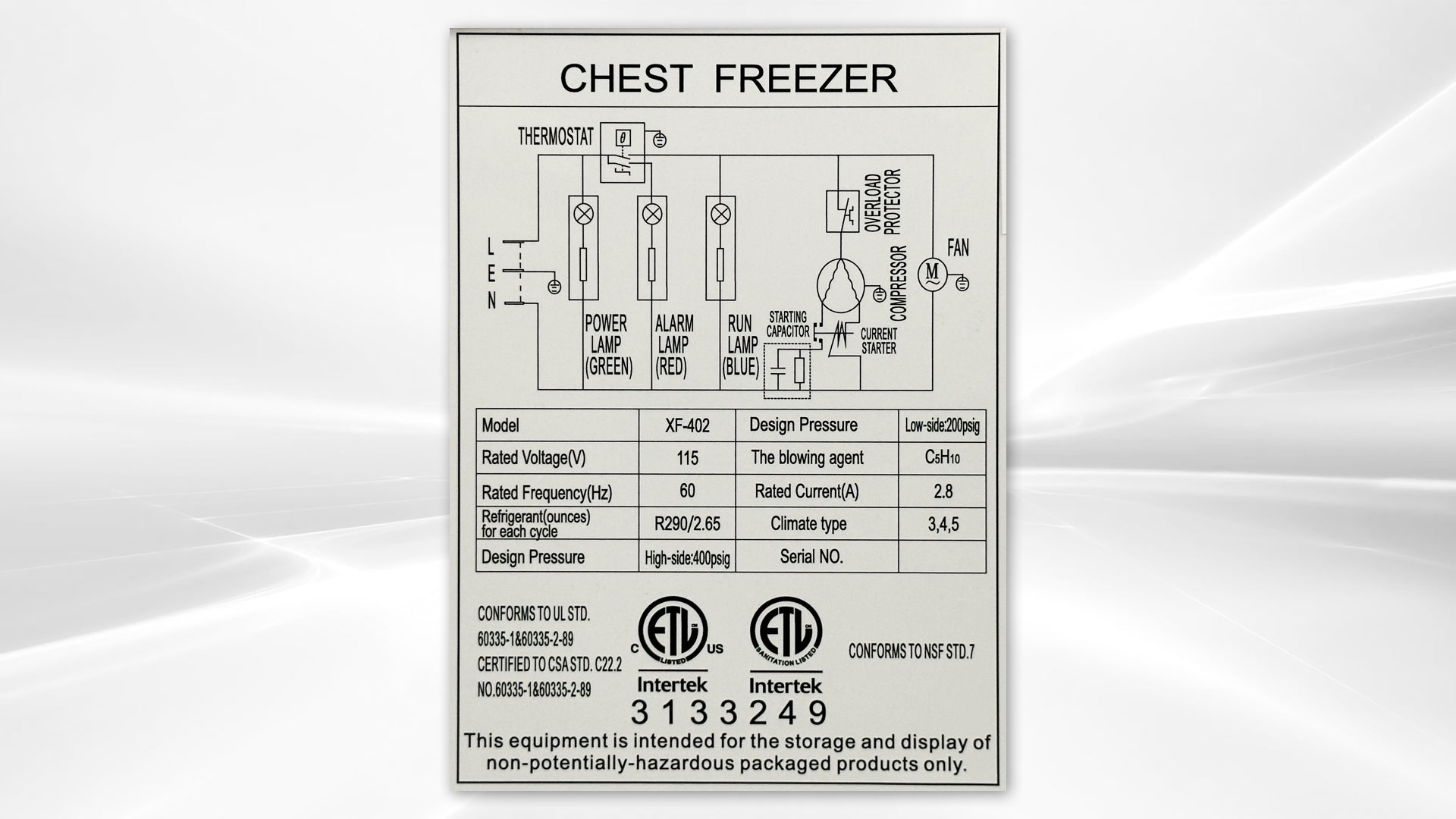 NSF 50 inch Chest freezer 13 cu ft XF-402