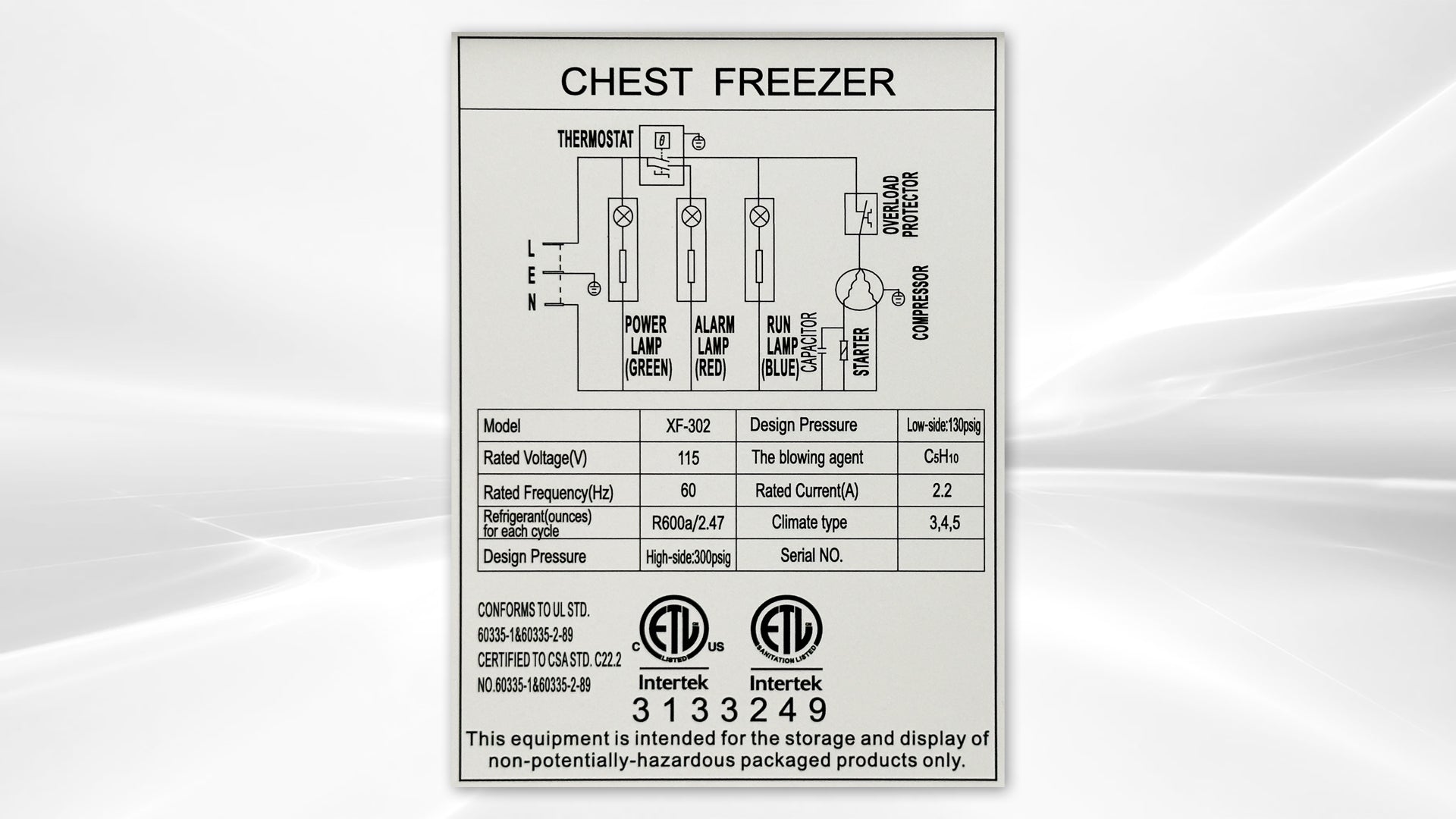 NSF 44 inch Chest freezer 10 cu ft XF-302