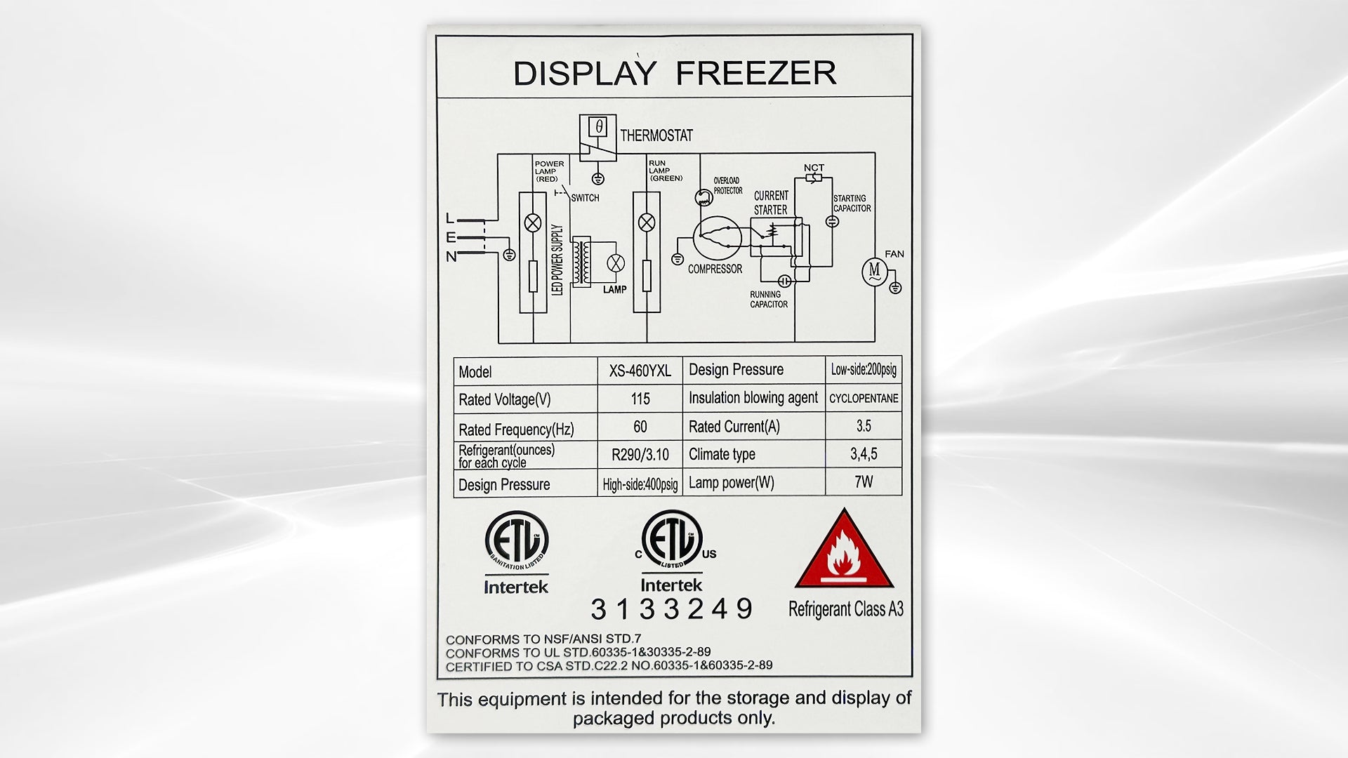 NSF 60 inchs Curved Lid Chest Glass Freezer XS-460YXL