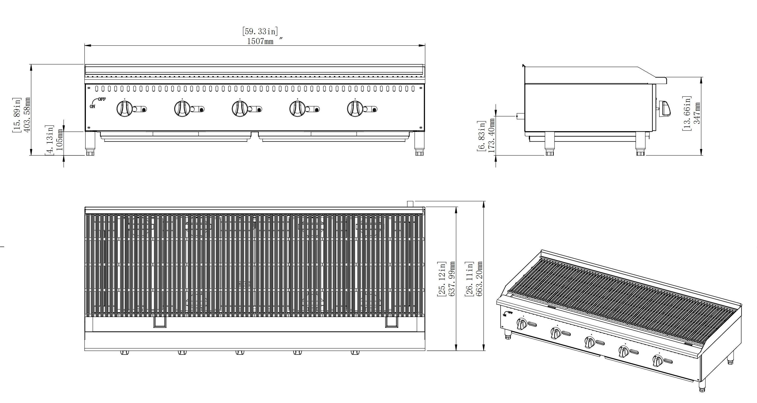 NSF 60 ins Commercial Radiant Broiler Grill HLRC1500