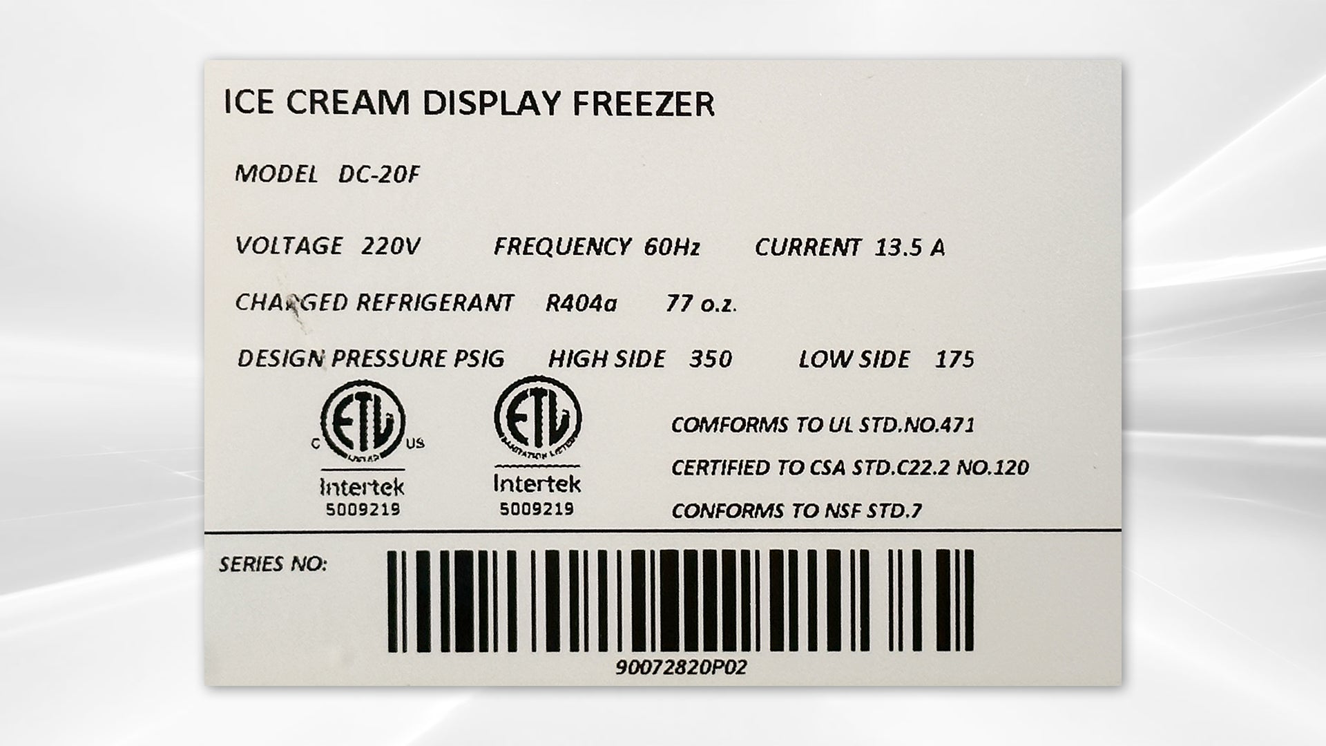 NSF 75 ins 20 pan Gelato Ice Cream Freezer 220v DC-20F