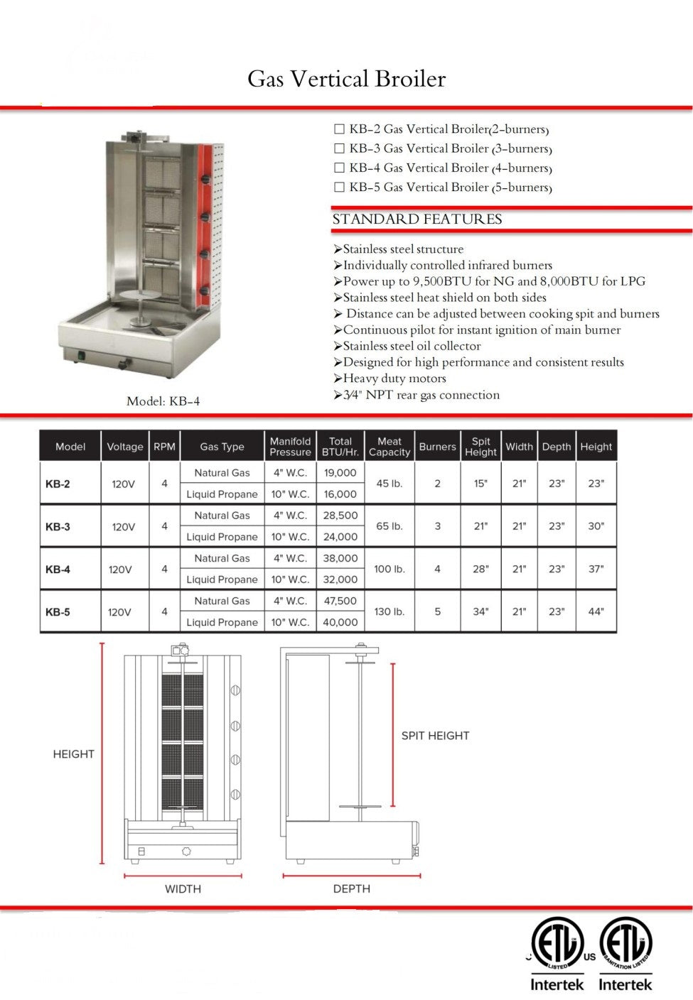 NSF Shawarma Machine Rotisserie Broiler Kabab KB-3