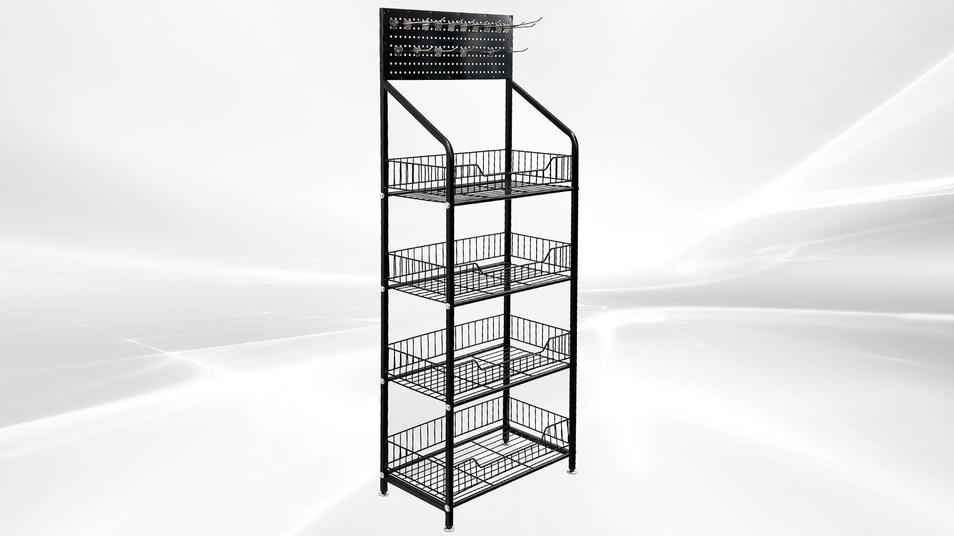 4 Shelfs Angled Mobile Merchandising Rack display DW4R