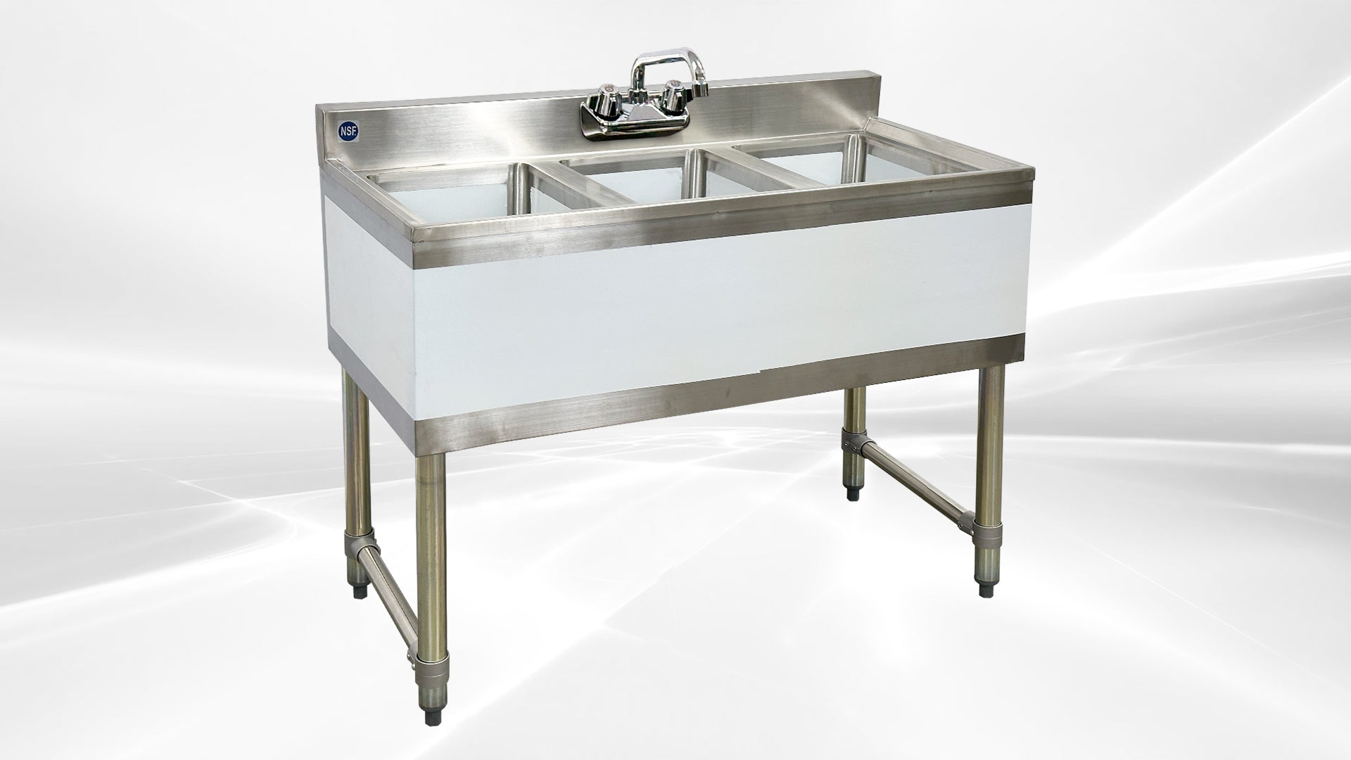 BS3T101410 38 inches 3 Compartment Bar Sink with Faucet