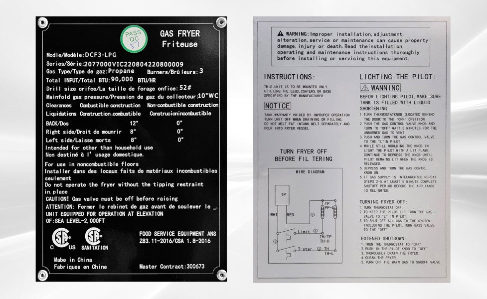 40 lbs NSF Propane Deep fryer HFRF-90-LPG