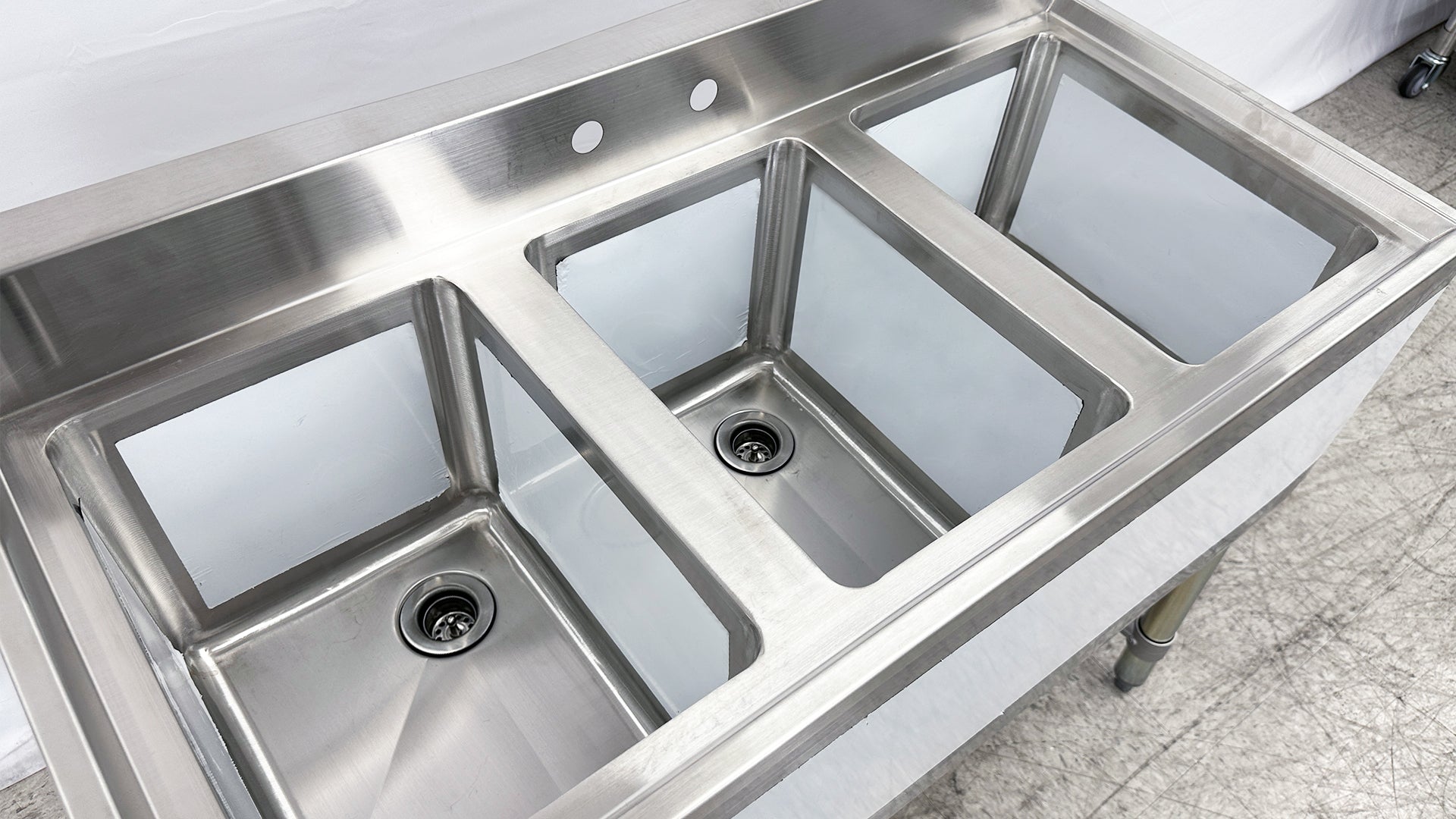 BS3T101410 38 inches 3 Compartment Bar Sink with Faucet