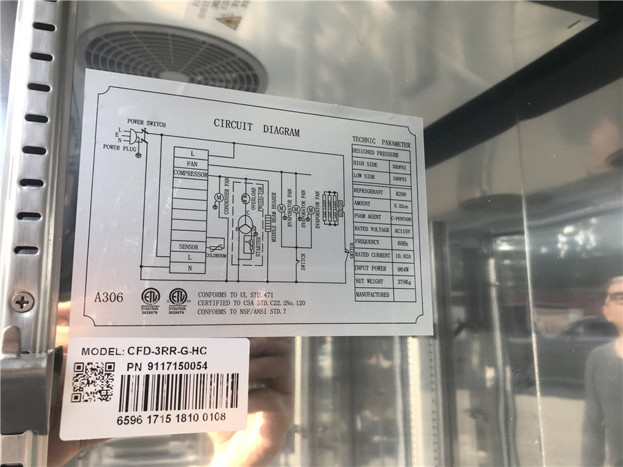 Commercial Stainless Steel Refrigerator 3 door NSF CFD3G