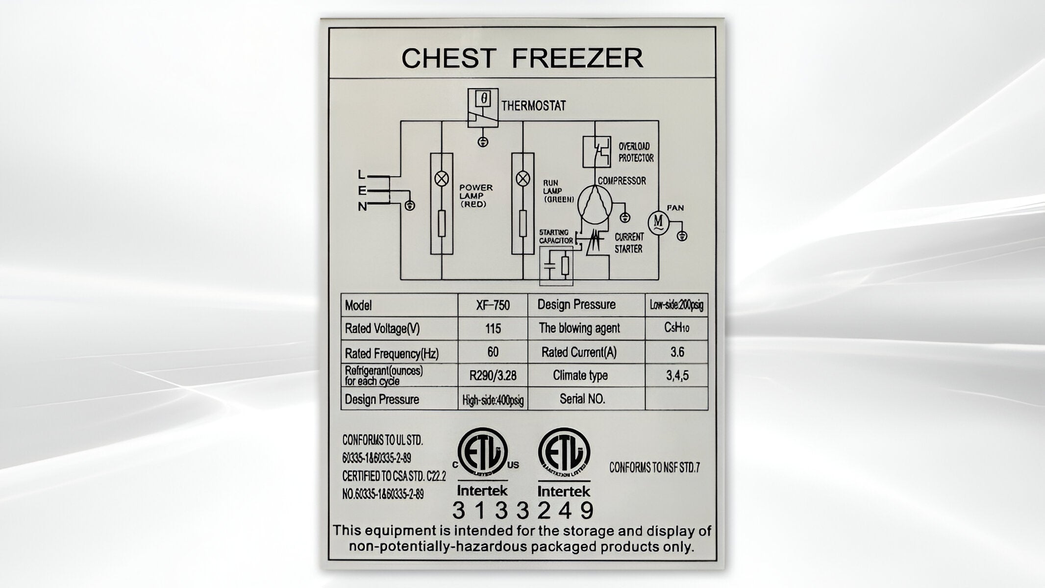 NSF 77 inchs Freezer 24 CU FT XF-750