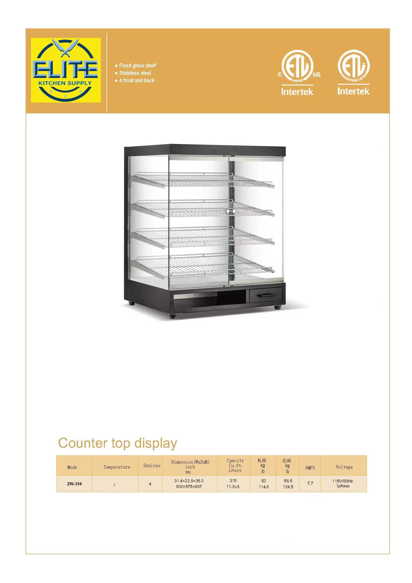 Carib go Countertop Dry Bakery Display CaseZW-318