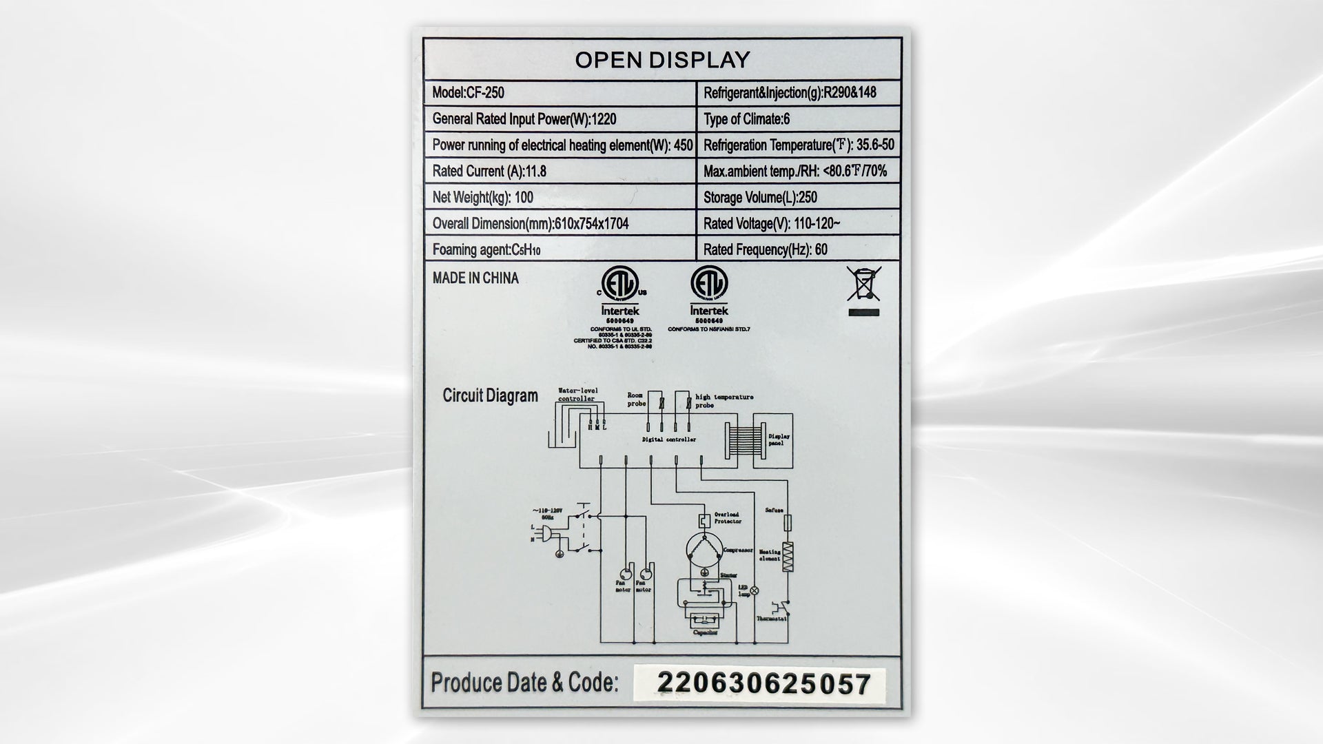 NSF 27 ins 8.8 CU FT open refrigerator display RTS-250