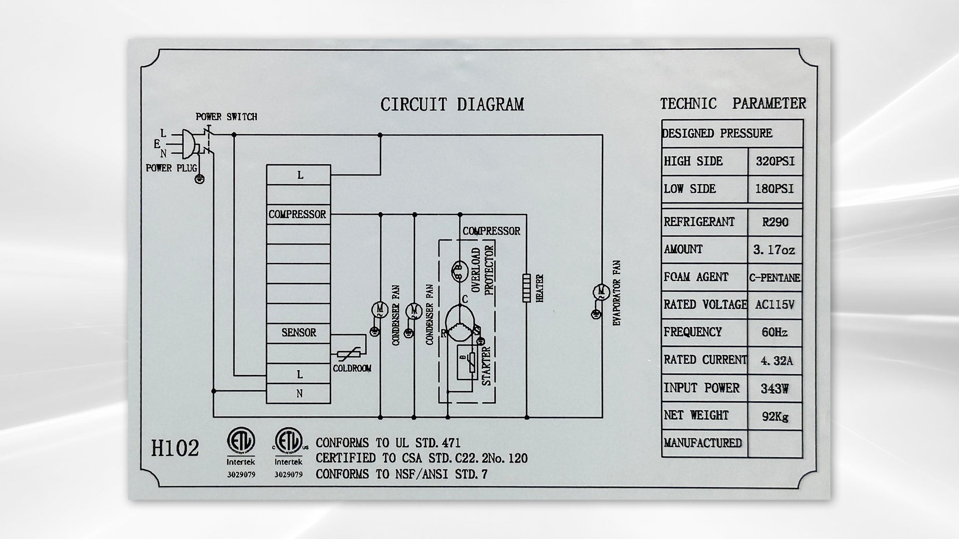 NSF stainless steel refrigerator Chefs Base CB48