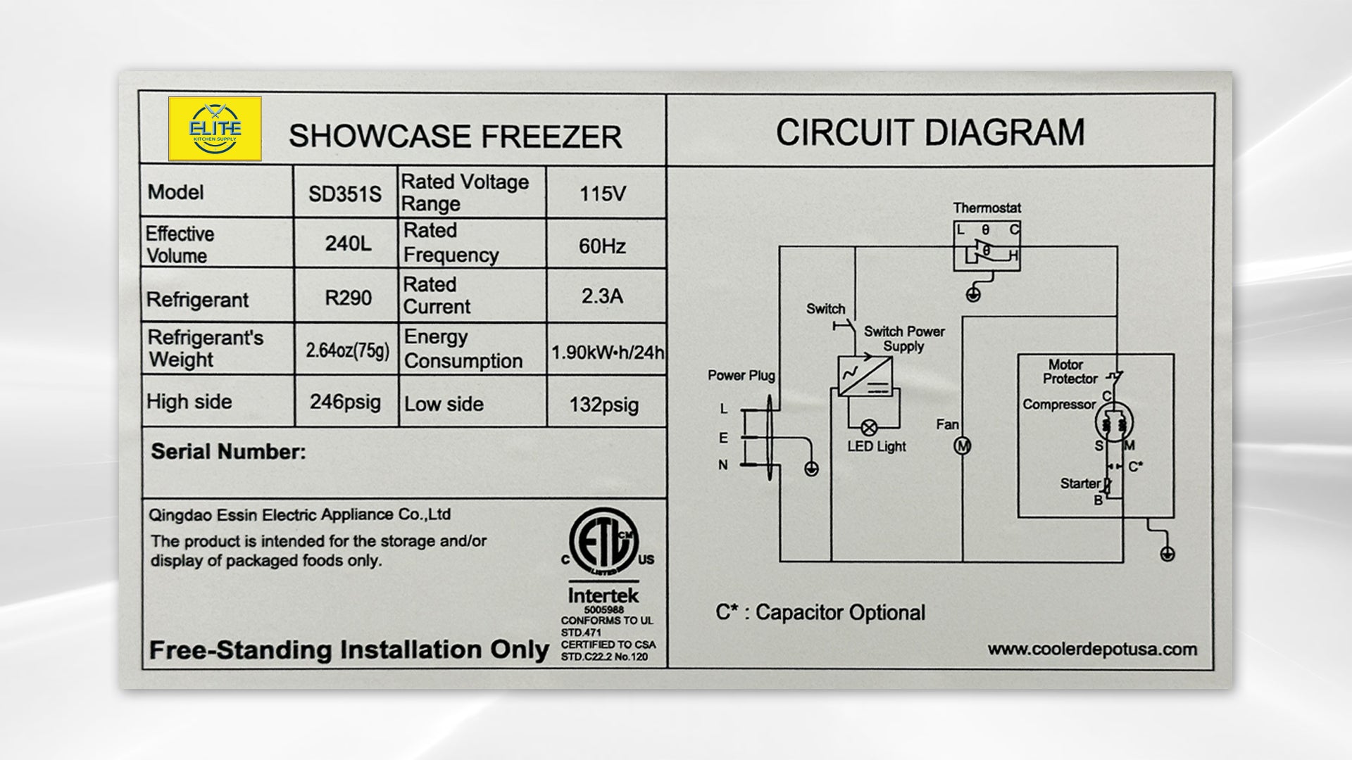 NSF 40 INS ice cream Chest Freezer 12 cu. ft SD351S