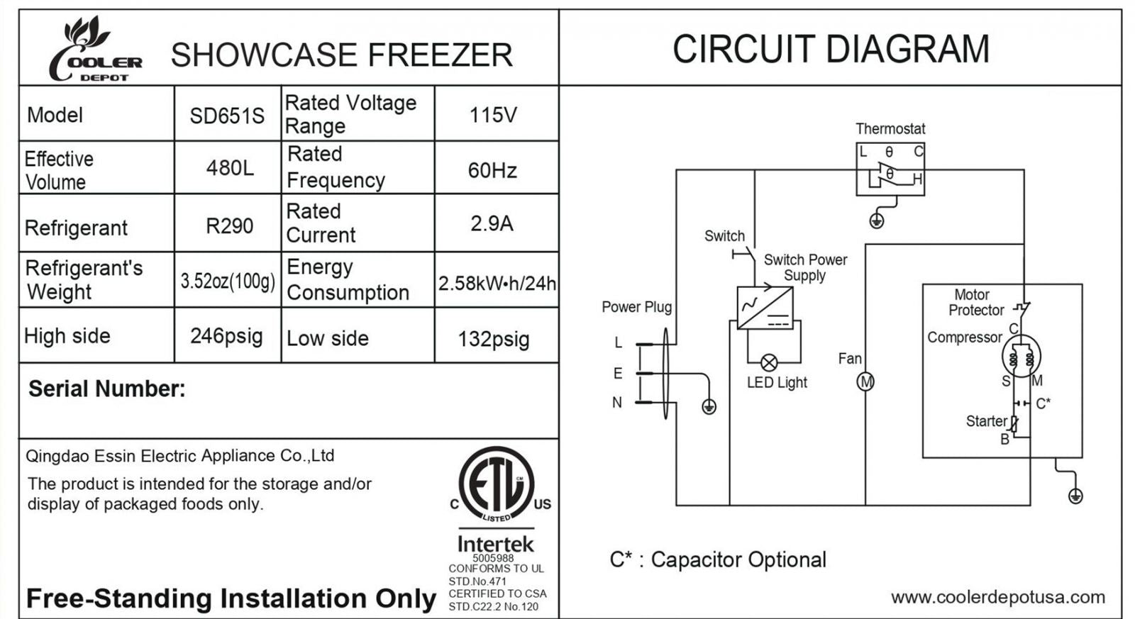 NSF 72 ins Gelato Ice Cream Freezer SD651S with glass