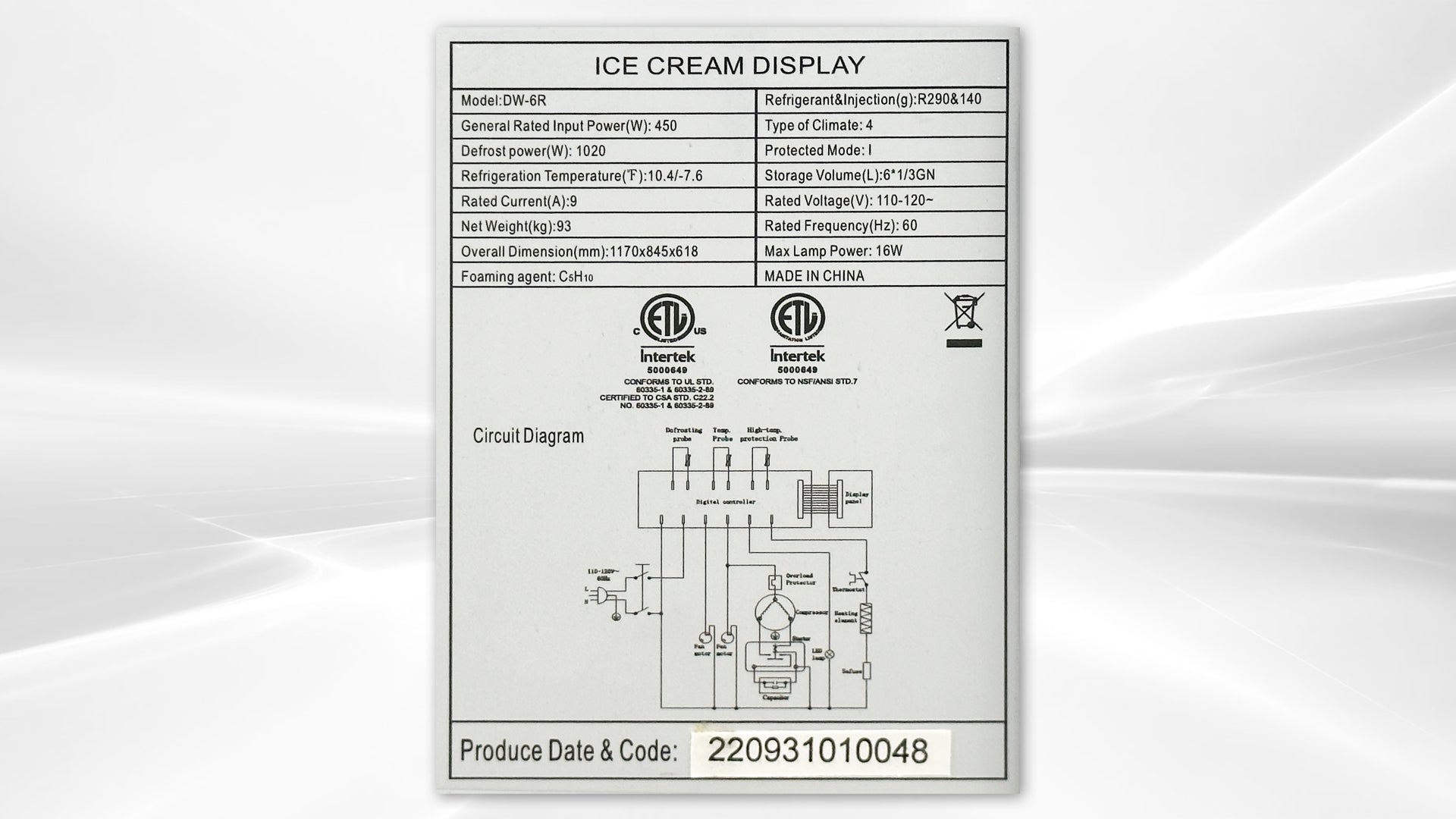 NSF Gelato case Dipping Freezer Ice Cream Cabinet DW-6R