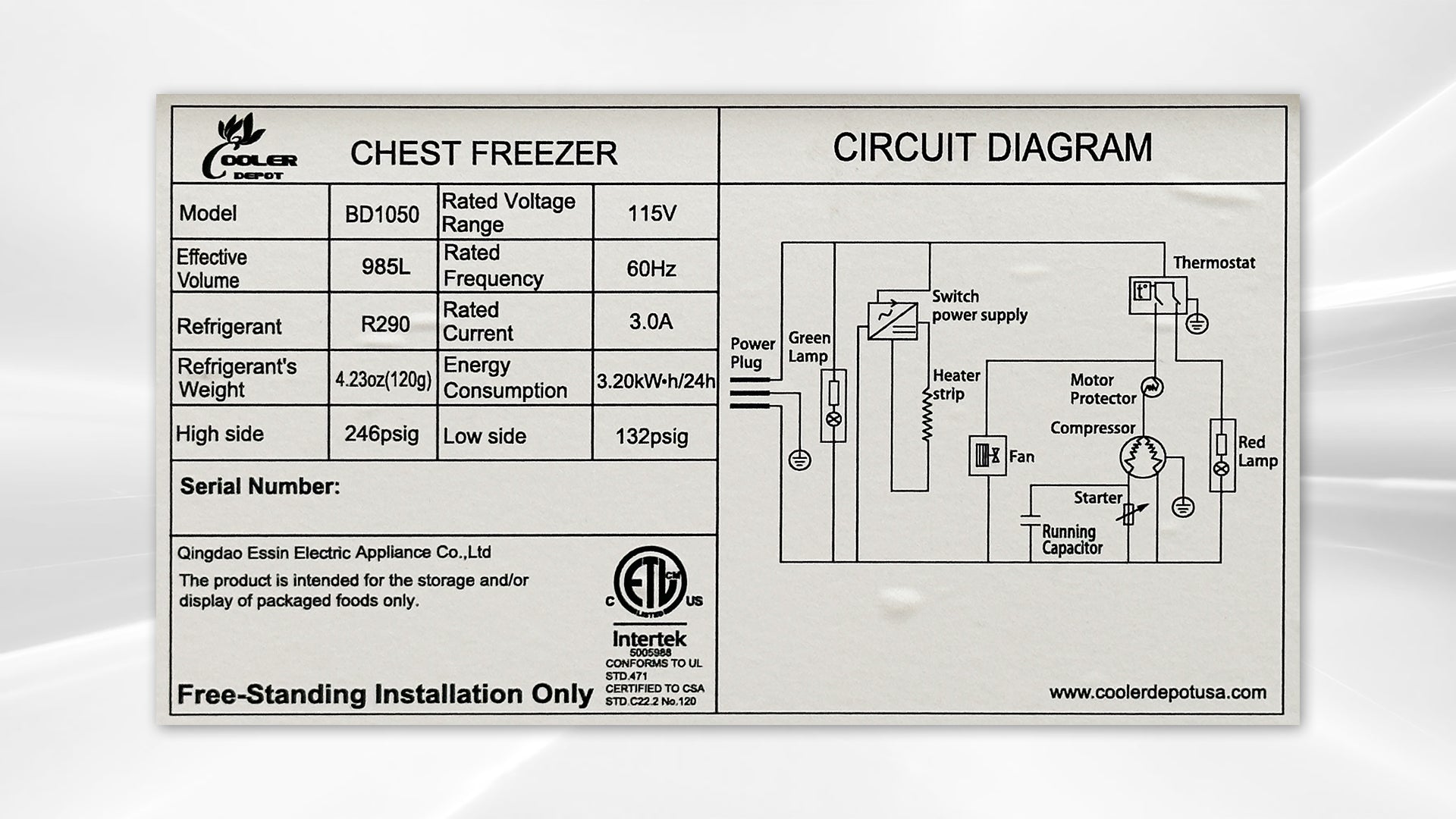 NSF Commercial Huge Chest Freezer 35 cu ft BD1050