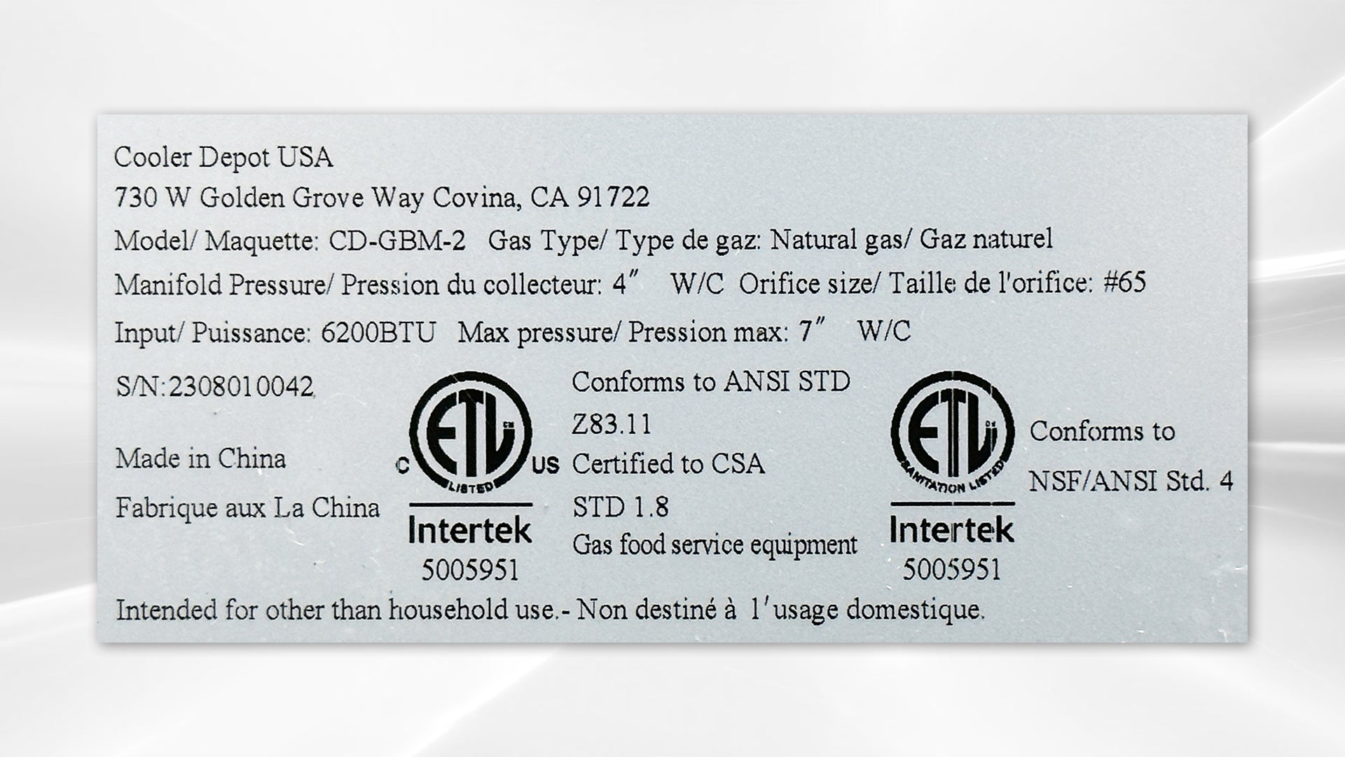 NSF three pan 44 ins gas warmer aerohot CD-GBM-3