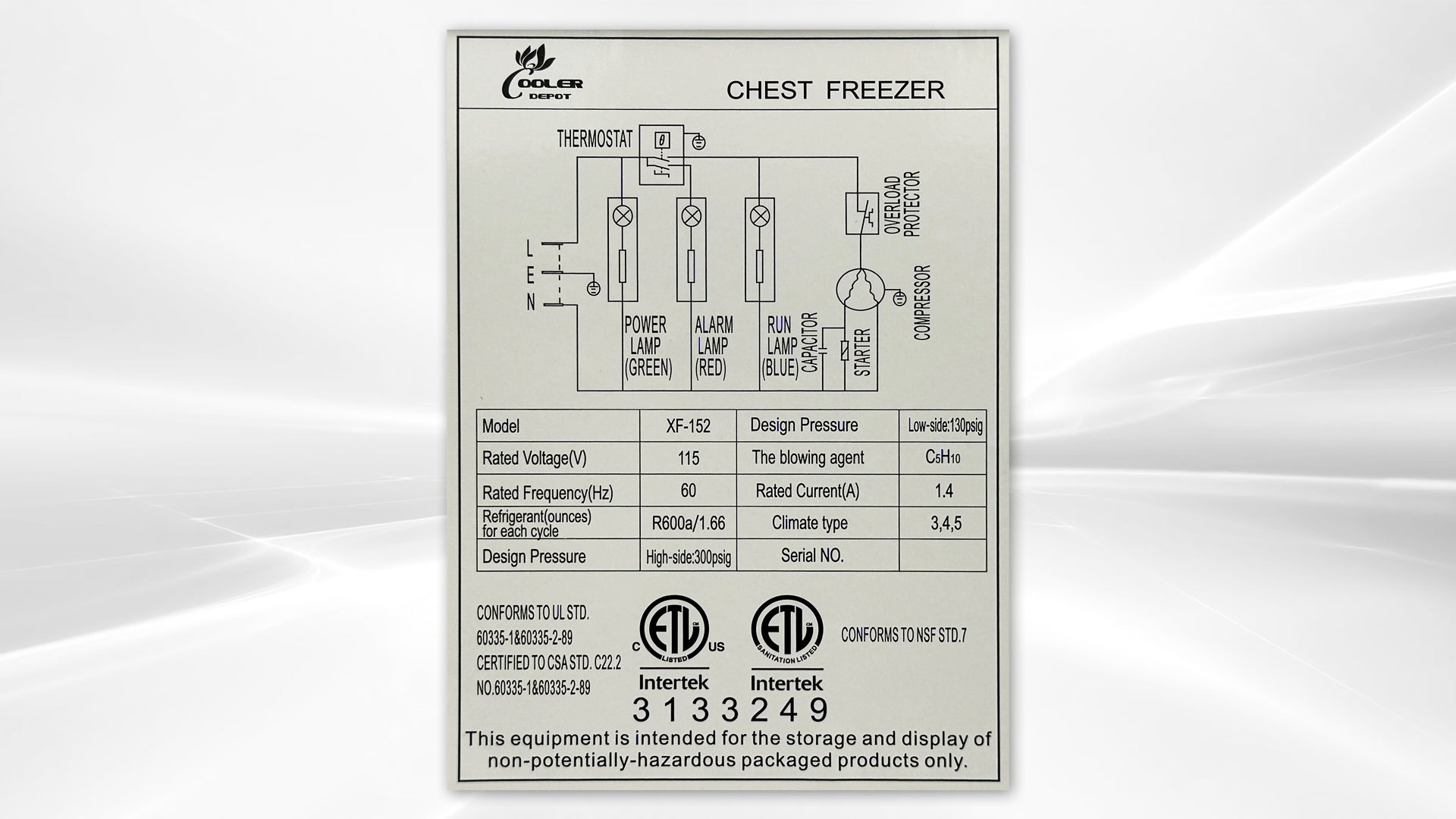 NSF 30 inches Solid Top Chest Freezer 5 cu ft XF-152