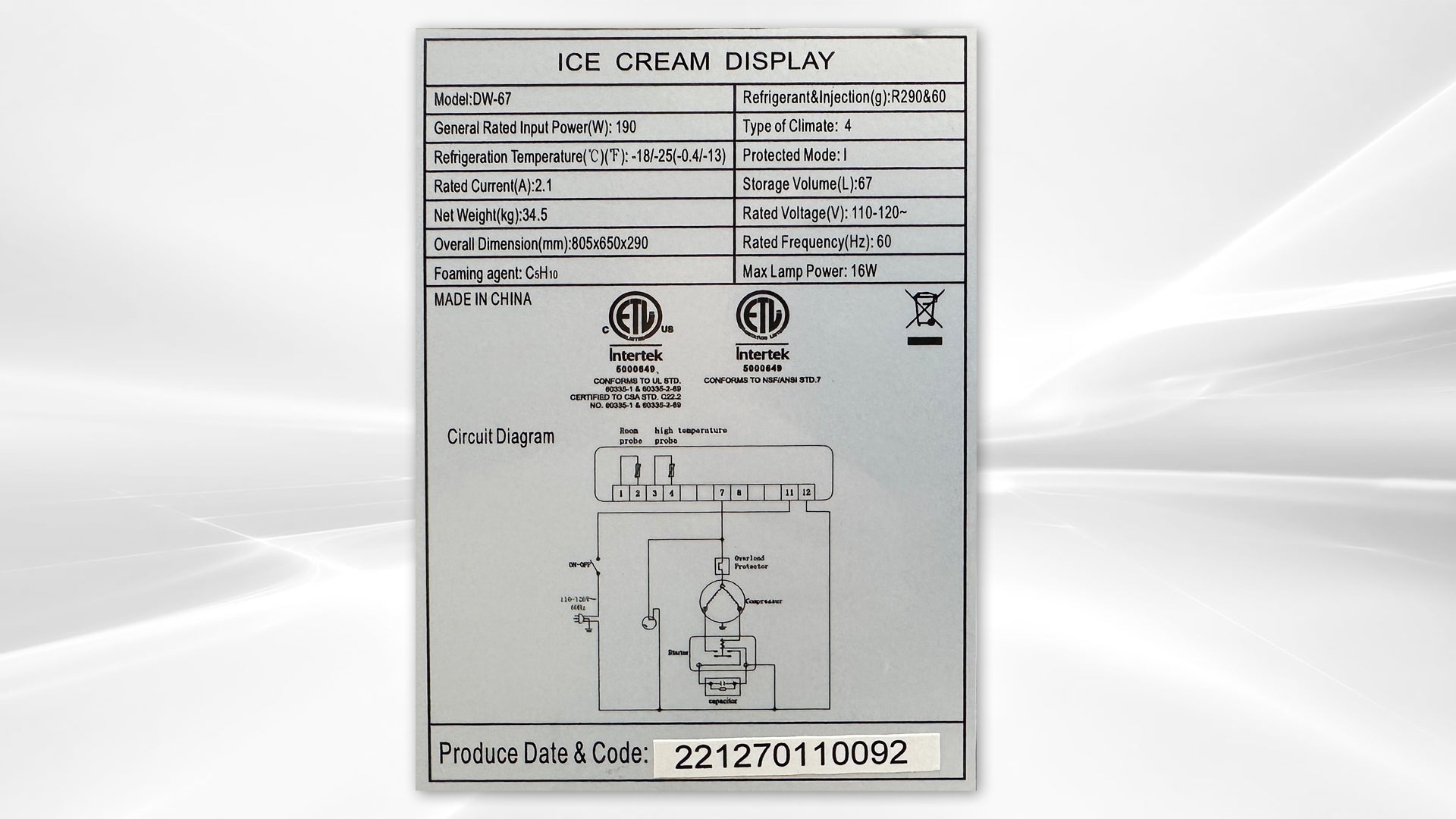 NSF 4 pan Countertop Gelato Ice Cream Display DW-67L