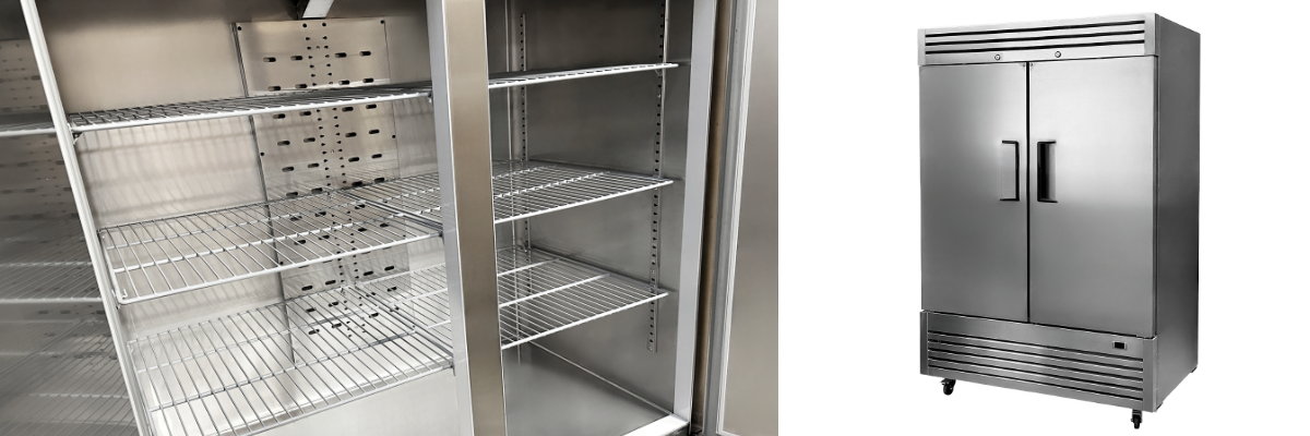 NSF Reach In Two Door Refrigerator SS interior C55R