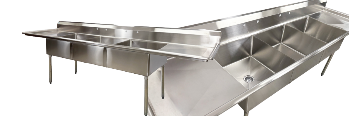 120 in Stainless Steel 3 Compartment sink NSF C3T242412-24LR