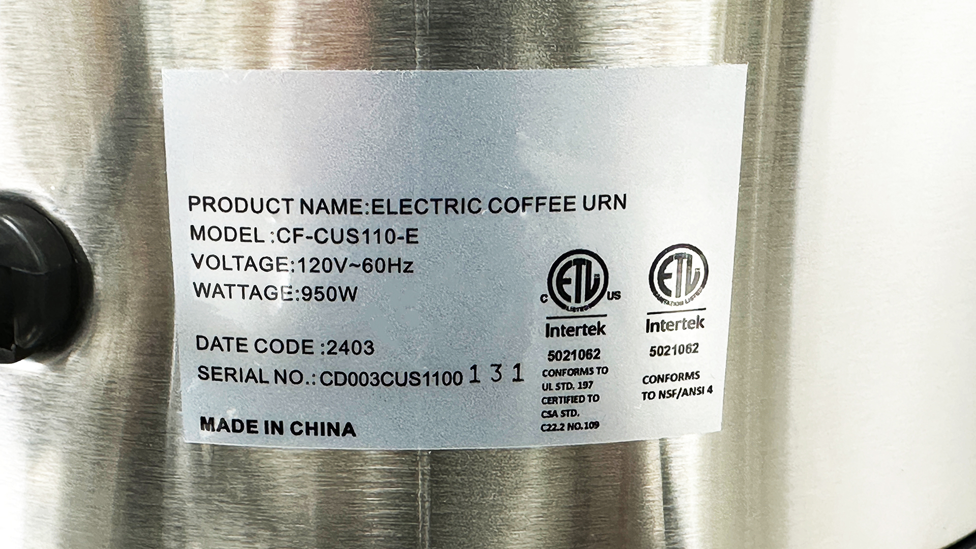 NSF 8 L Electric Coffee Uru Dispenser Maker CF-CUS110E