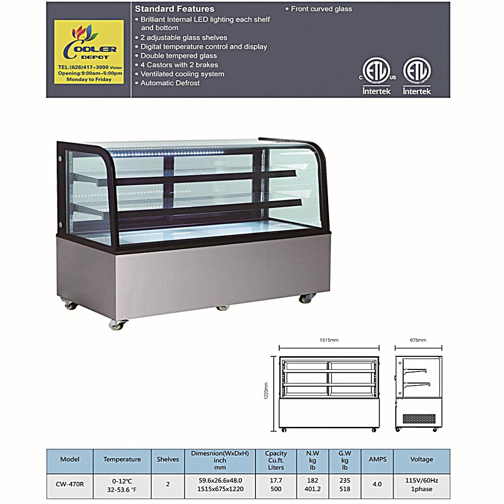 CW-470R Refrigerated bakery refrigerator case NSF 60 in