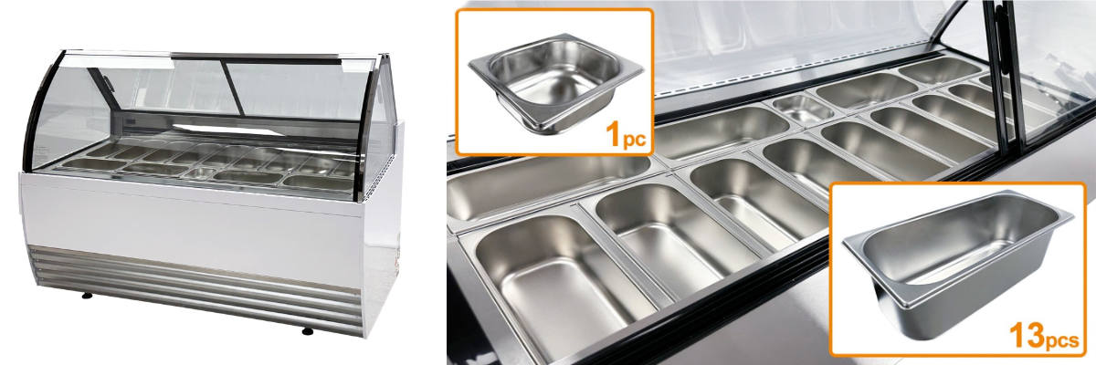 NSF 13 pan Gelato Ice Cream Display Showcase DW-13R
