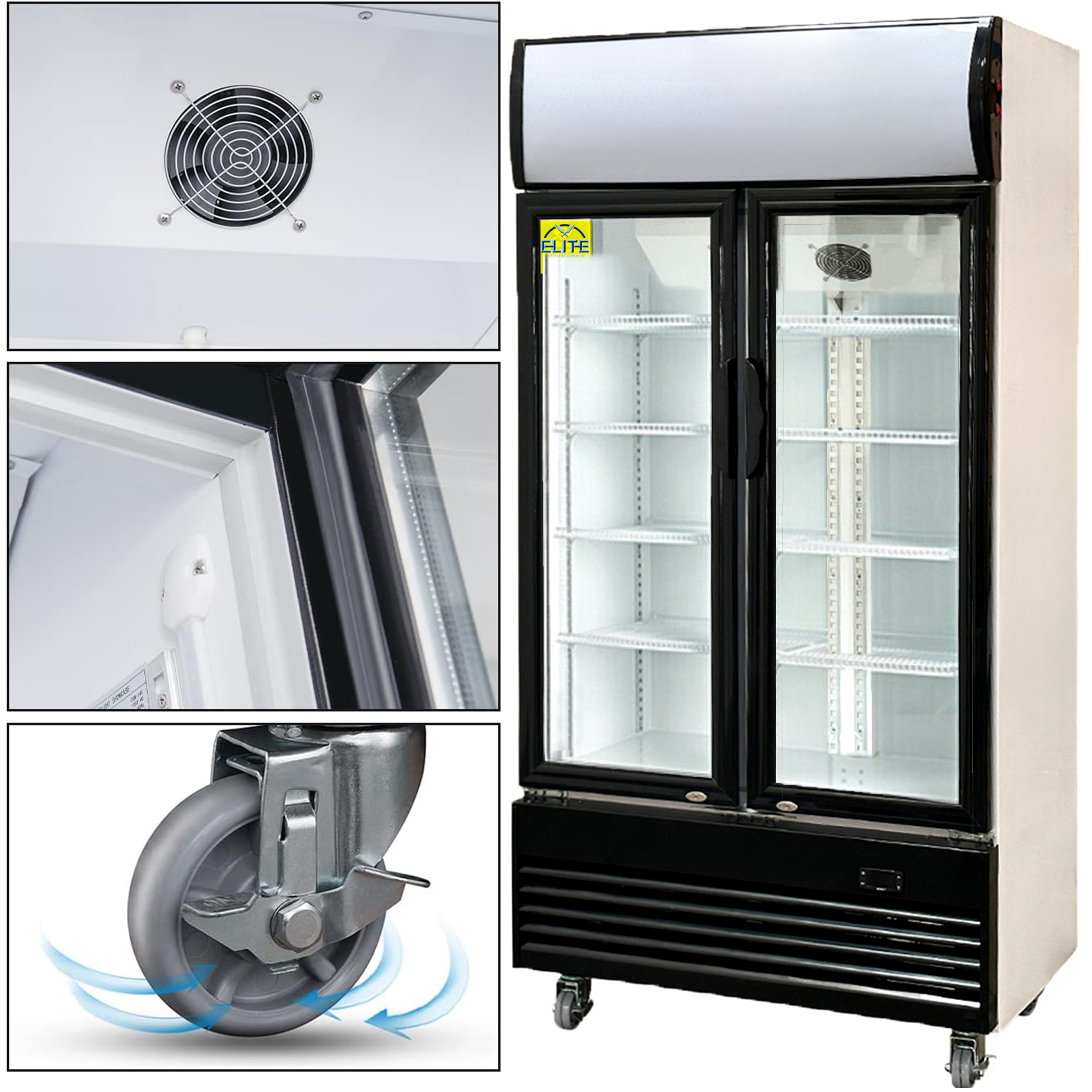 NSF 36 in two glass door upright refrigerator CLG-400BF