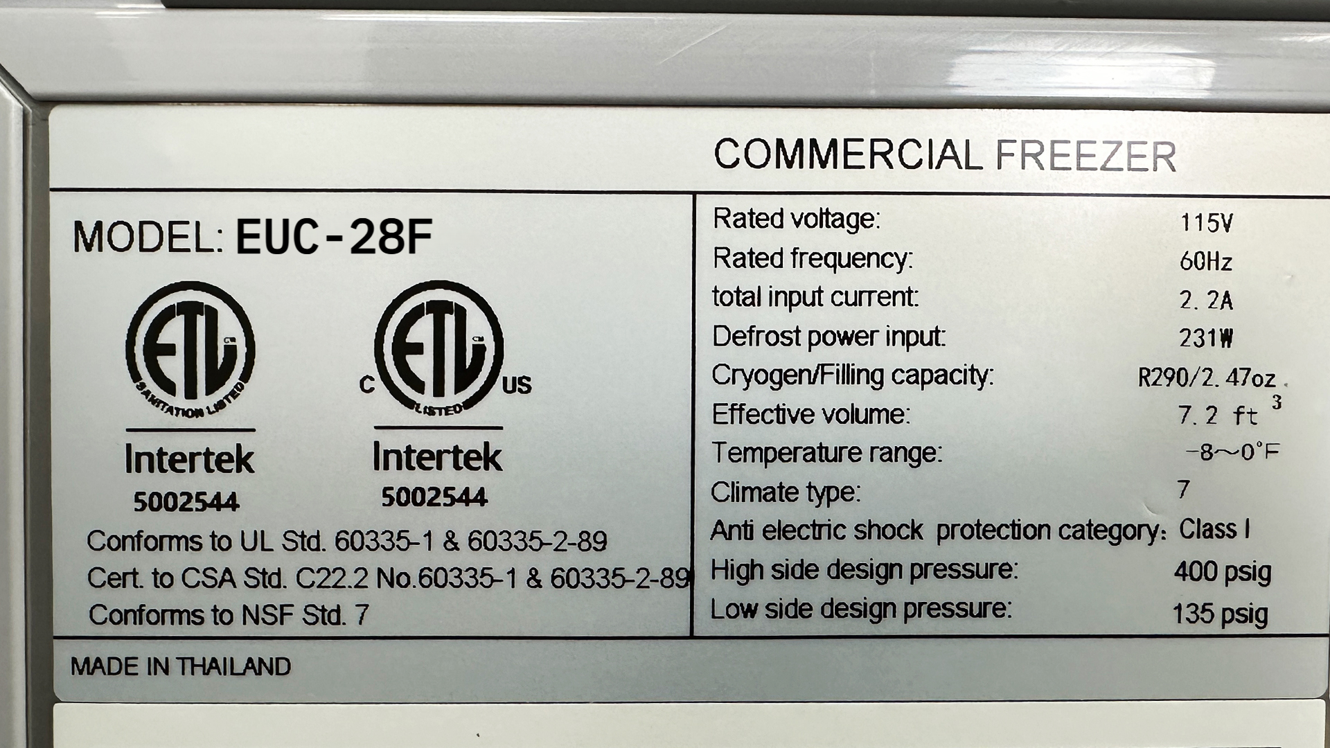 NSF 28 ins Undercounter freezer AUF-0776