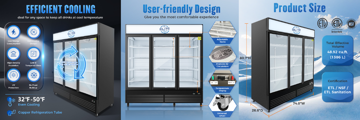 49.8-cu ft Commercial Refrigerator 3 Glass-Door Merchandiser (Black)