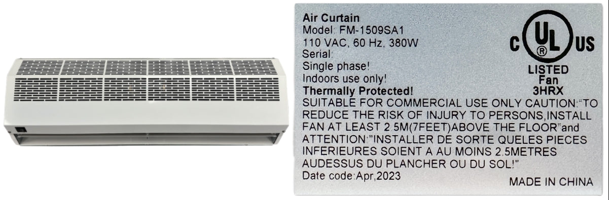 NSF 36 ins Commercial Heavy Duty Air Curtain Door Switch 1509