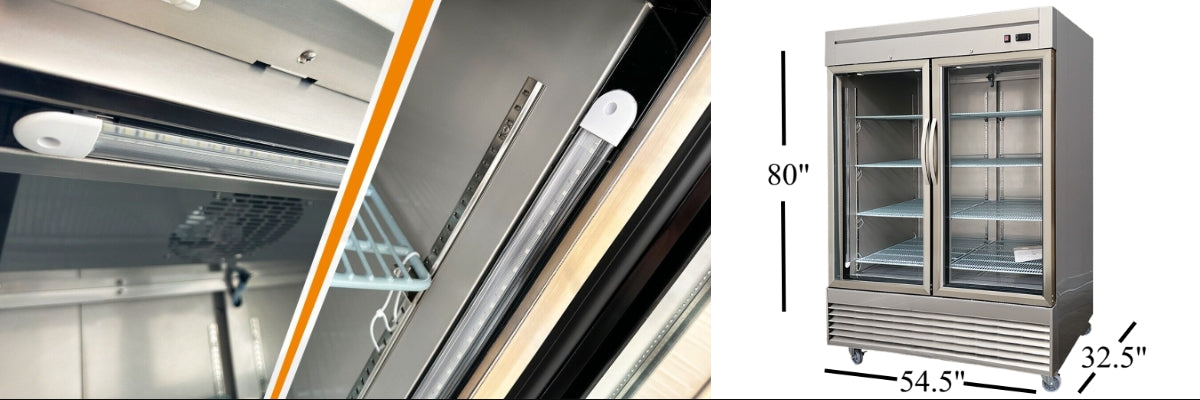 NSF 2Glass Door Stainless Steel Commercial Freezer CFD-2FFGSS