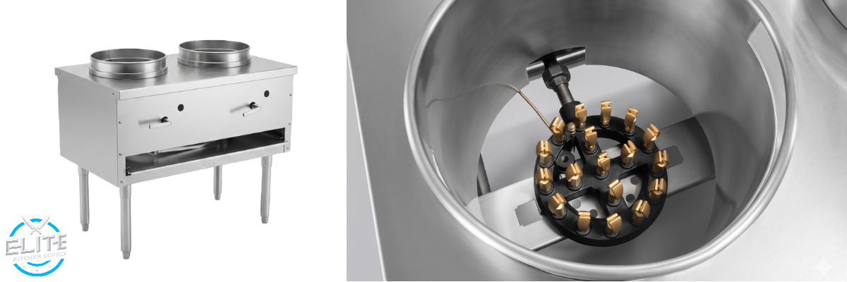 NSF 13+16+13 in 3 hole Chinese Wok Range waterfall TC-W3L1NG