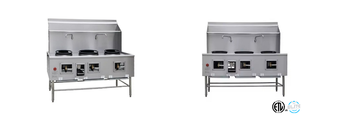 NSF 13+16+13 in 3 hole Chinese Wok Range waterfall Natural gas