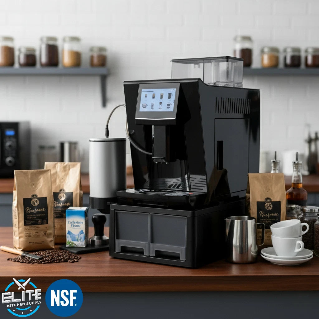 NSF 20-Cup Black Fully Automatic Espresso Coffee Machine 8x